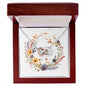 Boho Flowers Wreath Watercolor 14 - Interlocking Hearts Necklace With Mahogany Style Luxury Box