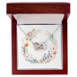 Boho Flowers Wreath Watercolor 16 - Interlocking Hearts Necklace With Mahogany Style Luxury Box