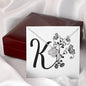 Botanical Monogram K - Love Knot Necklace With Mahogany Style Luxury Box