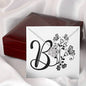 Botanical Monogram B - Love Knot Necklace With Mahogany Style Luxury Box
