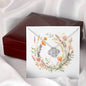 Boho Flowers Wreath Watercolor 09 - Love Knot Necklace With Mahogany Style Luxury Box