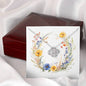 Boho Flowers Wreath Watercolor 12 - Love Knot Necklace With Mahogany Style Luxury Box