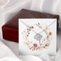 Boho Flowers Wreath Watercolor 08 - Love Knot Necklace With Mahogany Style Luxury Box