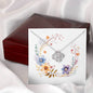 Boho Flowers Wreath Watercolor 11 - Love Knot Necklace With Mahogany Style Luxury Box