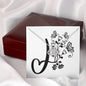 Botanical Monogram J - Love Knot Necklace With Mahogany Style Luxury Box