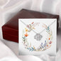 Boho Flowers Wreath Watercolor 16 - Love Knot Necklace With Mahogany Style Luxury Box