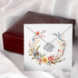 Boho Flowers Wreath Watercolor 17 - Love Knot Necklace With Mahogany Style Luxury Box