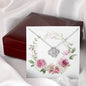 Watercolor Pink Floral Frame 1 - Love Knot Necklace With Mahogany Style Luxury Box
