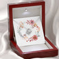 Boho Flowers Wreath Watercolor 20 - Love Knot Necklace With Mahogany Style Luxury Box