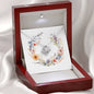 Boho Flowers Wreath Watercolor 19 - Love Knot Necklace With Mahogany Style Luxury Box