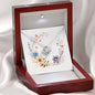 Boho Flowers Wreath Watercolor 11 - Love Knot Necklace With Mahogany Style Luxury Box