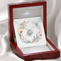Boho Flowers Wreath Watercolor 16 - Love Knot Necklace With Mahogany Style Luxury Box