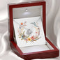 Boho Flowers Wreath Watercolor 17 - Love Knot Necklace With Mahogany Style Luxury Box