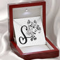 Botanical Monogram S - Love Knot Necklace With Mahogany Style Luxury Box