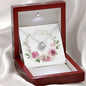 Watercolor Pink Floral Frame 1 - Love Knot Necklace With Mahogany Style Luxury Box