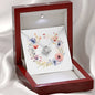 Boho Flowers Wreath Watercolor 18 - Love Knot Necklace With Mahogany Style Luxury Box