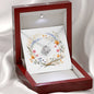 Boho Flowers Wreath Watercolor 15 - Love Knot Necklace With Mahogany Style Luxury Box