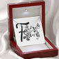 Botanical Monogram F - Love Knot Necklace With Mahogany Style Luxury Box