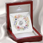 Boho Flowers Wreath Watercolor 07 - Love Knot Necklace With Mahogany Style Luxury Box