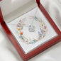 Boho Flowers Wreath Watercolor 16 - Love Knot Necklace With Mahogany Style Luxury Box
