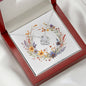 Boho Flowers Wreath Watercolor 14 - Love Knot Necklace With Mahogany Style Luxury Box