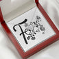Botanical Monogram F - Love Knot Necklace With Mahogany Style Luxury Box