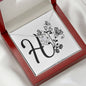 Botanical Monogram H - Love Knot Necklace With Mahogany Style Luxury Box