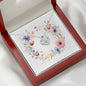 Boho Flowers Wreath Watercolor 18 - Love Knot Necklace With Mahogany Style Luxury Box