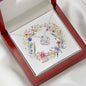 Boho Flowers Wreath Watercolor 07 - Love Knot Necklace With Mahogany Style Luxury Box