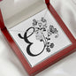 Botanical Monogram E - Love Knot Necklace With Mahogany Style Luxury Box