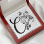 Botanical Monogram C - Love Knot Necklace With Mahogany Style Luxury Box