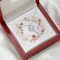 Boho Flowers Wreath Watercolor 08 - Love Knot Necklace With Mahogany Style Luxury Box
