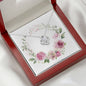 Watercolor Pink Floral Frame 1 - Love Knot Necklace With Mahogany Style Luxury Box