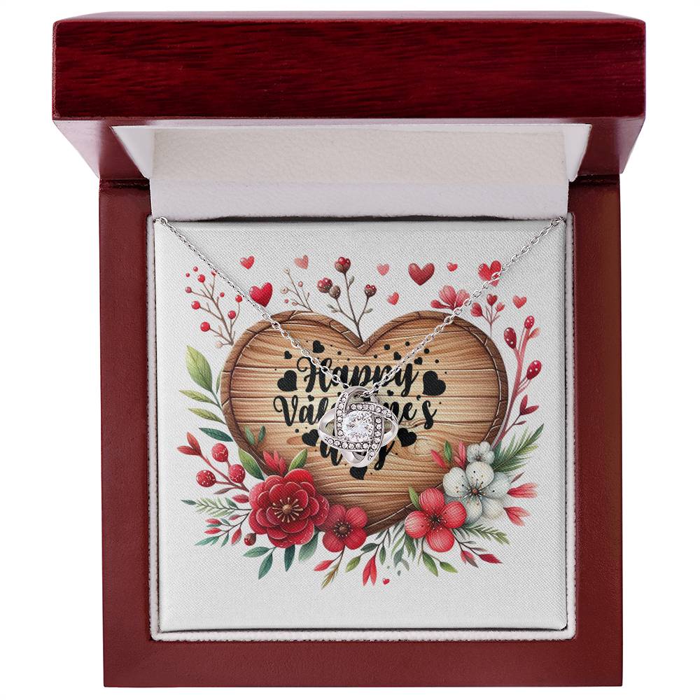 Happy Valentine's Day - Love Knot Necklace With Mahogany Style Luxury Box