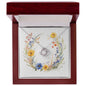 Boho Flowers Wreath Watercolor 12 - Love Knot Necklace With Mahogany Style Luxury Box