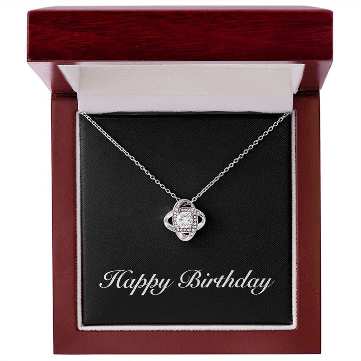 Happy Birthday v2 - Love Knot Necklace With Mahogany Style Luxury Box