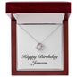 Happy Birthday Janeen - Love Knot Necklace With Mahogany Style Luxury Box