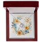 Boho Flowers Wreath Watercolor 13 - Love Knot Necklace With Mahogany Style Luxury Box