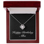 Happy Birthday Alba v2 - Love Knot Necklace With Mahogany Style Luxury Box