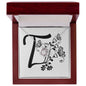 Botanical Monogram T - Love Knot Necklace With Mahogany Style Luxury Box