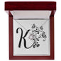 Botanical Monogram K - Love Knot Necklace With Mahogany Style Luxury Box