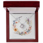 Boho Flowers Wreath Watercolor 19 - Love Knot Necklace With Mahogany Style Luxury Box