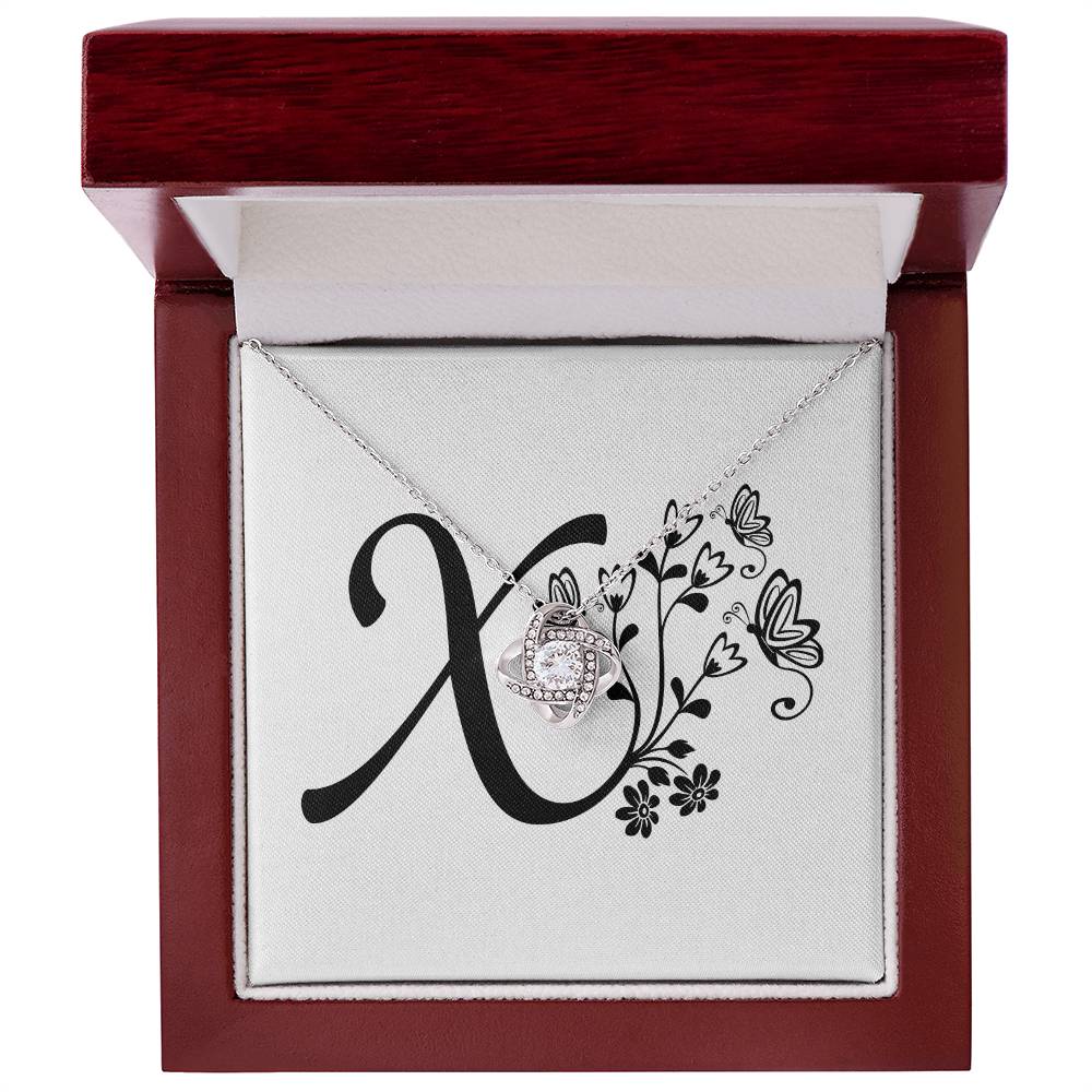Botanical Monogram X - Love Knot Necklace With Mahogany Style Luxury Box