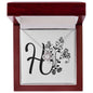 Botanical Monogram H - Love Knot Necklace With Mahogany Style Luxury Box