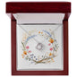 Boho Flowers Wreath Watercolor 15 - Love Knot Necklace With Mahogany Style Luxury Box