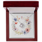 Boho Flowers Wreath Watercolor 18 - Love Knot Necklace With Mahogany Style Luxury Box