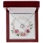 Watercolor Pink Floral Frame 1 - Love Knot Necklace With Mahogany Style Luxury Box