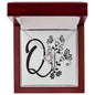 Botanical Monogram Q - Love Knot Necklace With Mahogany Style Luxury Box