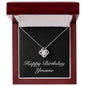 Happy Birthday Yvonne v2 - Love Knot Necklace With Mahogany Style Luxury Box