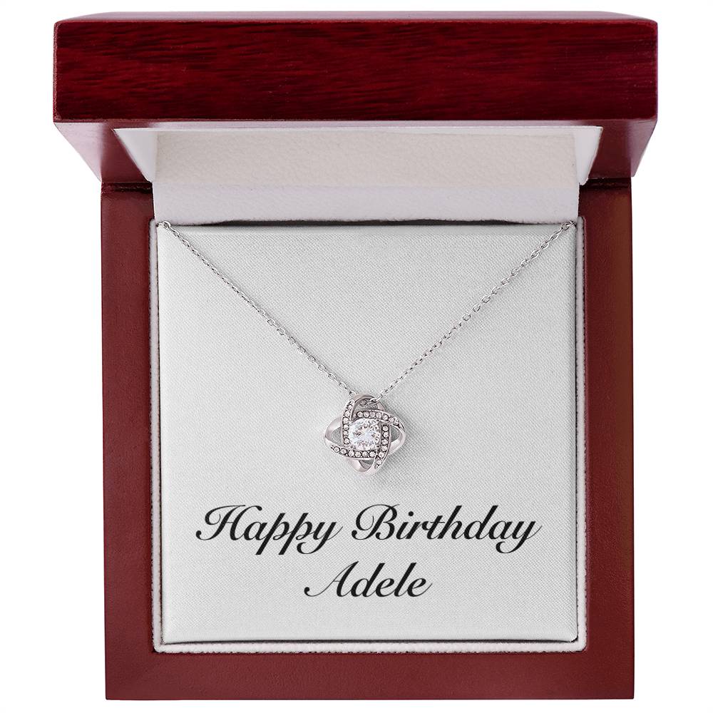 Happy Birthday Adele - Love Knot Necklace With Mahogany Style Luxury Box